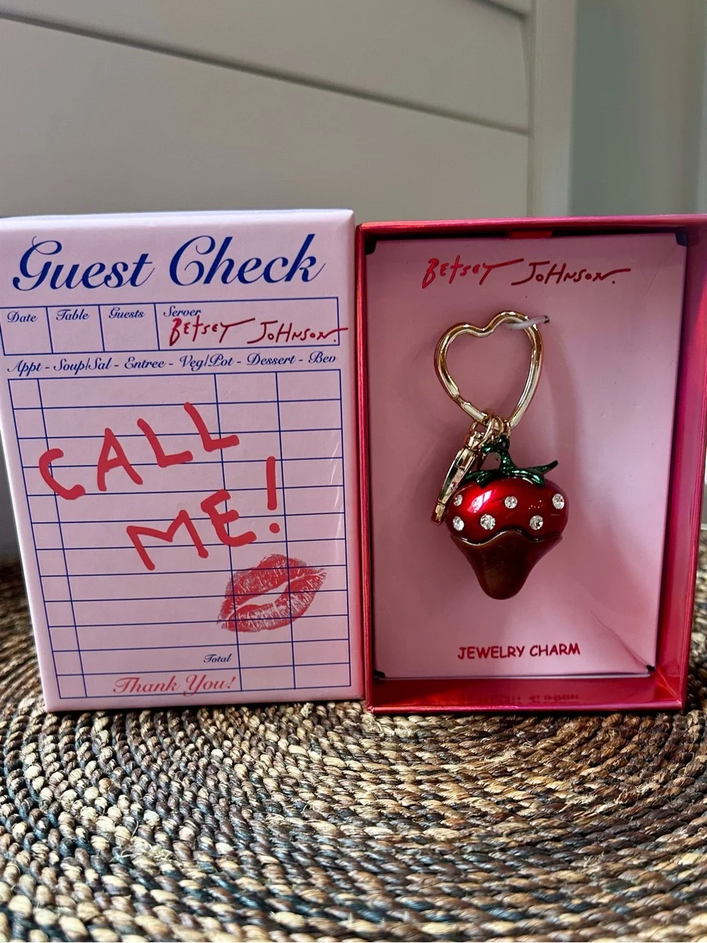 Betsey Johnson Chocolate Dipped Strawberry Purse Charm